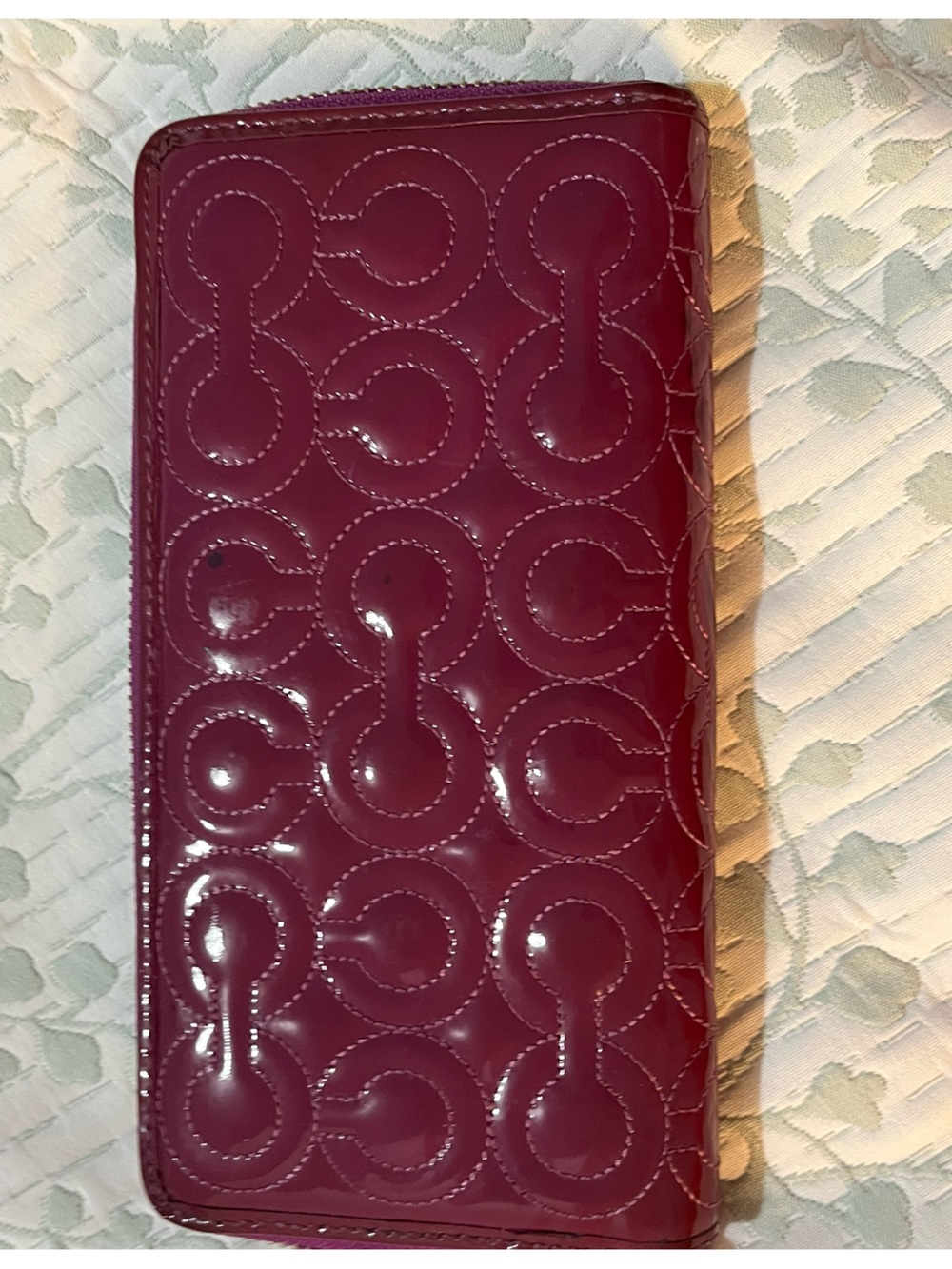 Patent Leather COACH Long Accordion Wallet - Plum